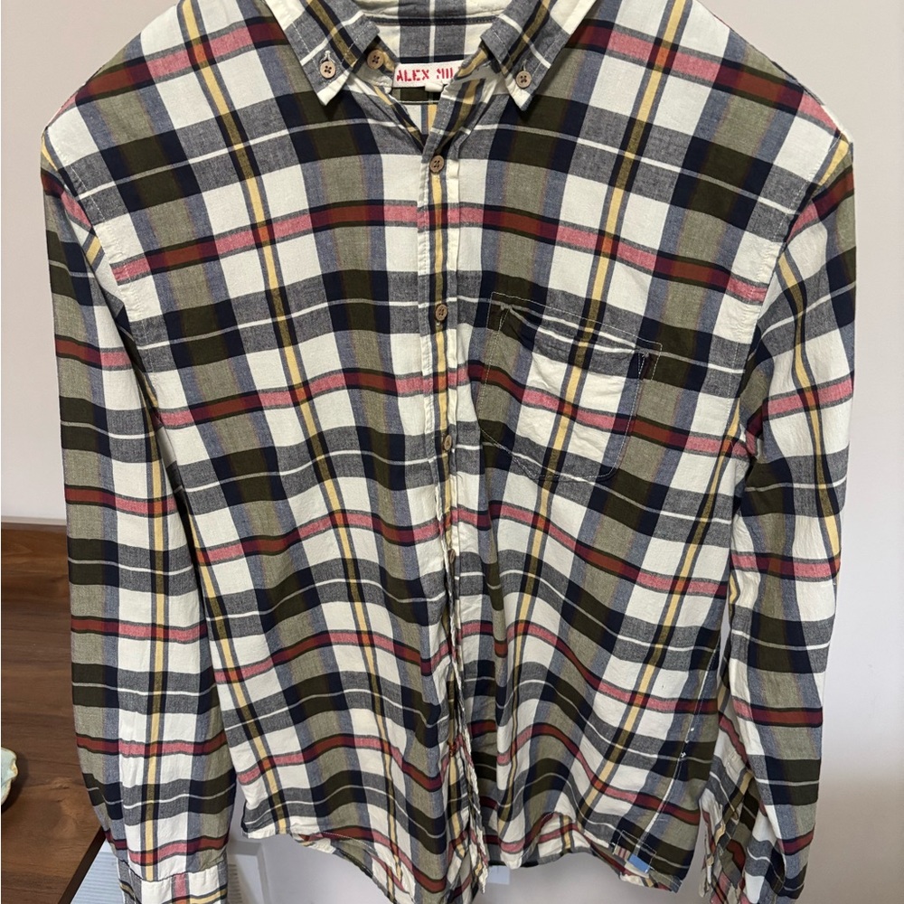 NWOT Alex Mill Classic Mill Shirt Madras Plaid Red/Navy XL - Picture 2 of 7